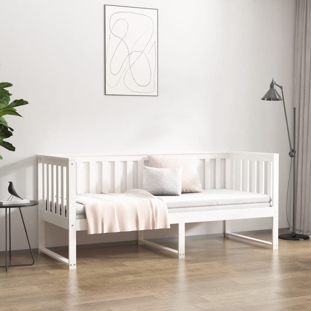 vidaXL Łóżko dzienne bez materaca białe 75x190 cm lite drewno sosnowe