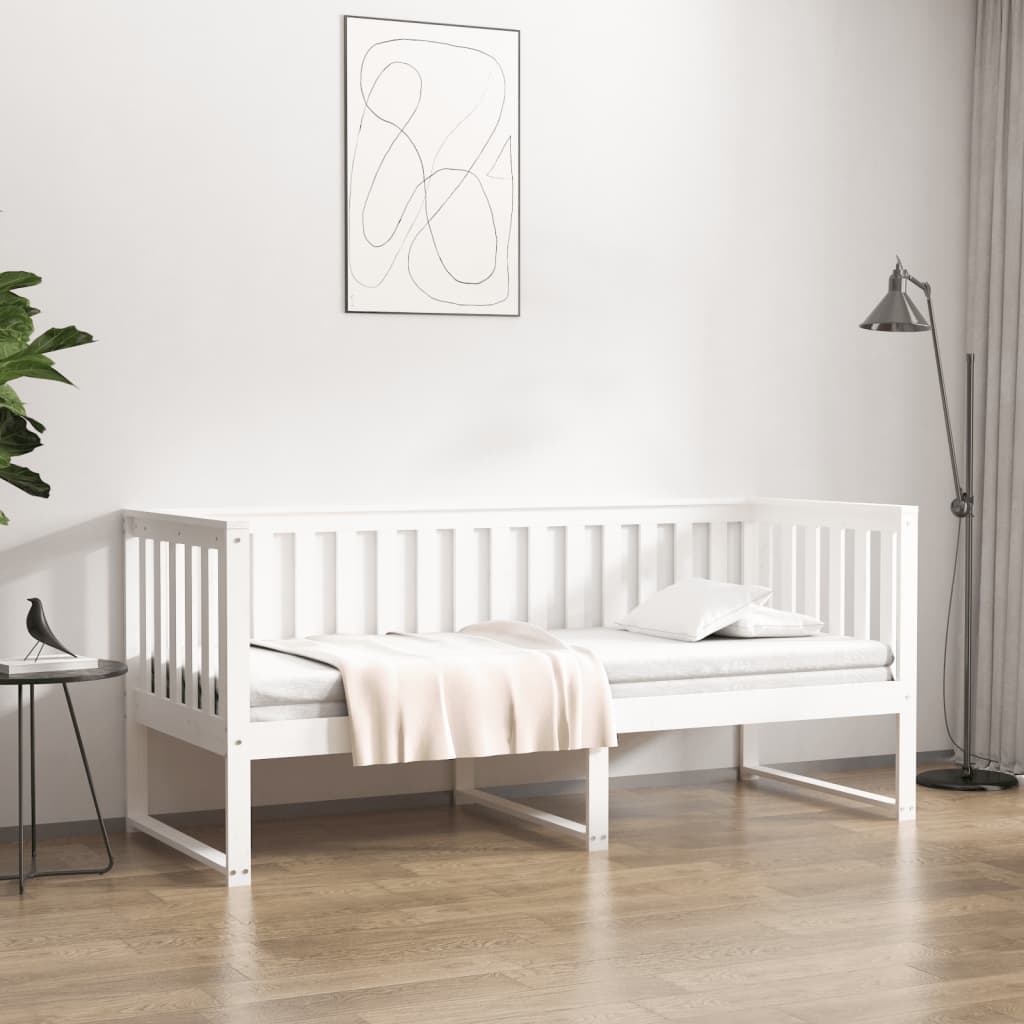 vidaXL Łóżko dzienne bez materaca białe 75x190 cm lite drewno sosnowe