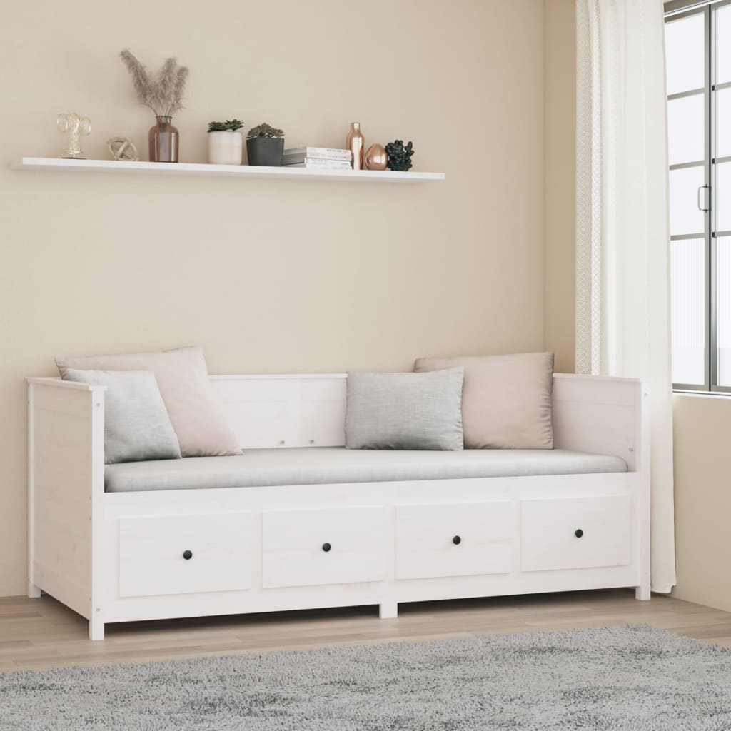 vidaXL Łóżko dzienne bez materaca, białe, 80x200 cm, drewno sosnowe