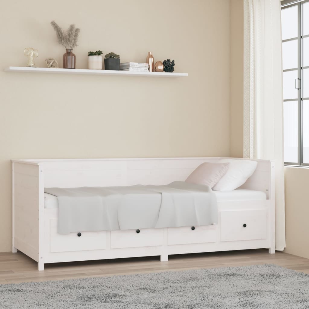 vidaXL Łóżko dzienne bez materaca, białe, 80x200 cm, drewno sosnowe