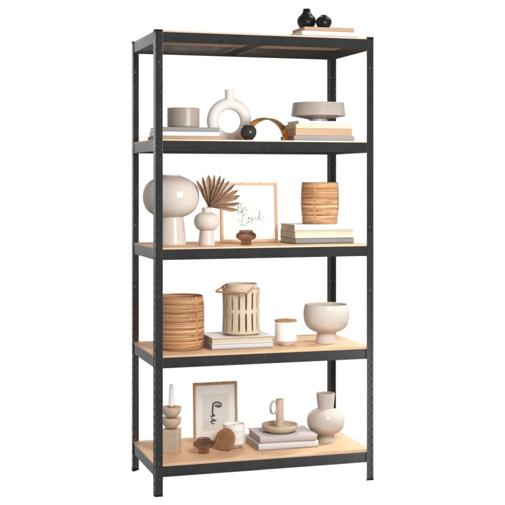 vidaXL Regał magazynowy z 5 półkami, szary, materiał drewnopochodny