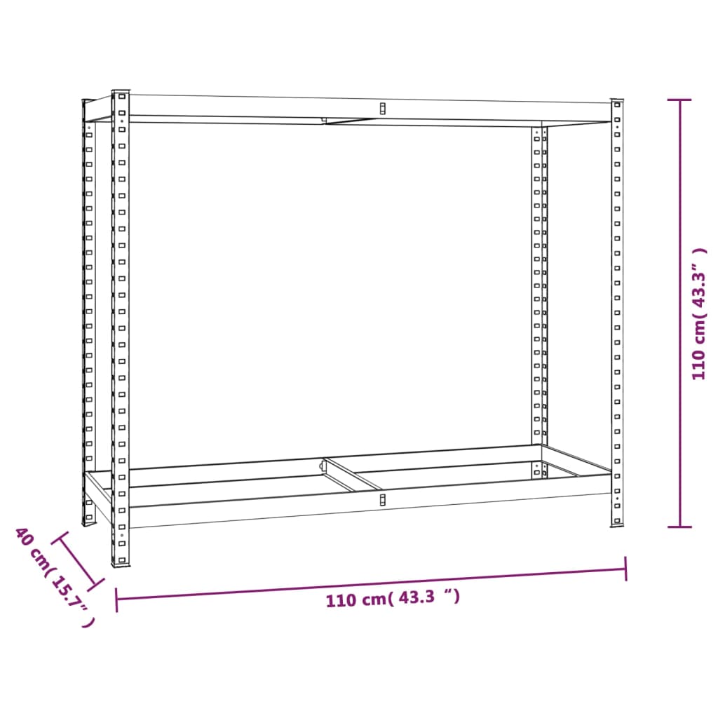 vidaXL 2-poziomowe regały na opony, 2 szt., 110x40x110 cm, stal