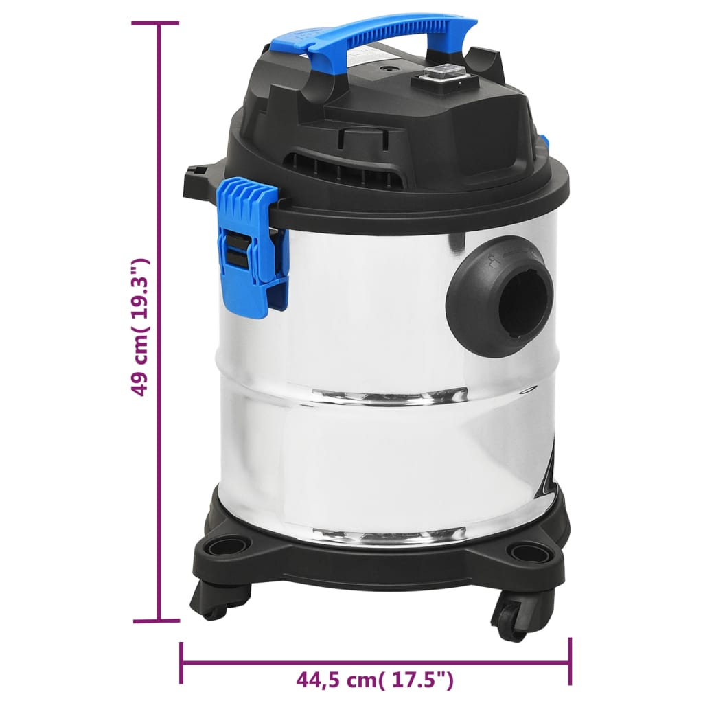 vidaXL Odkurzacz na mokro i na sucho, 1200 W, 20 L, srebrny