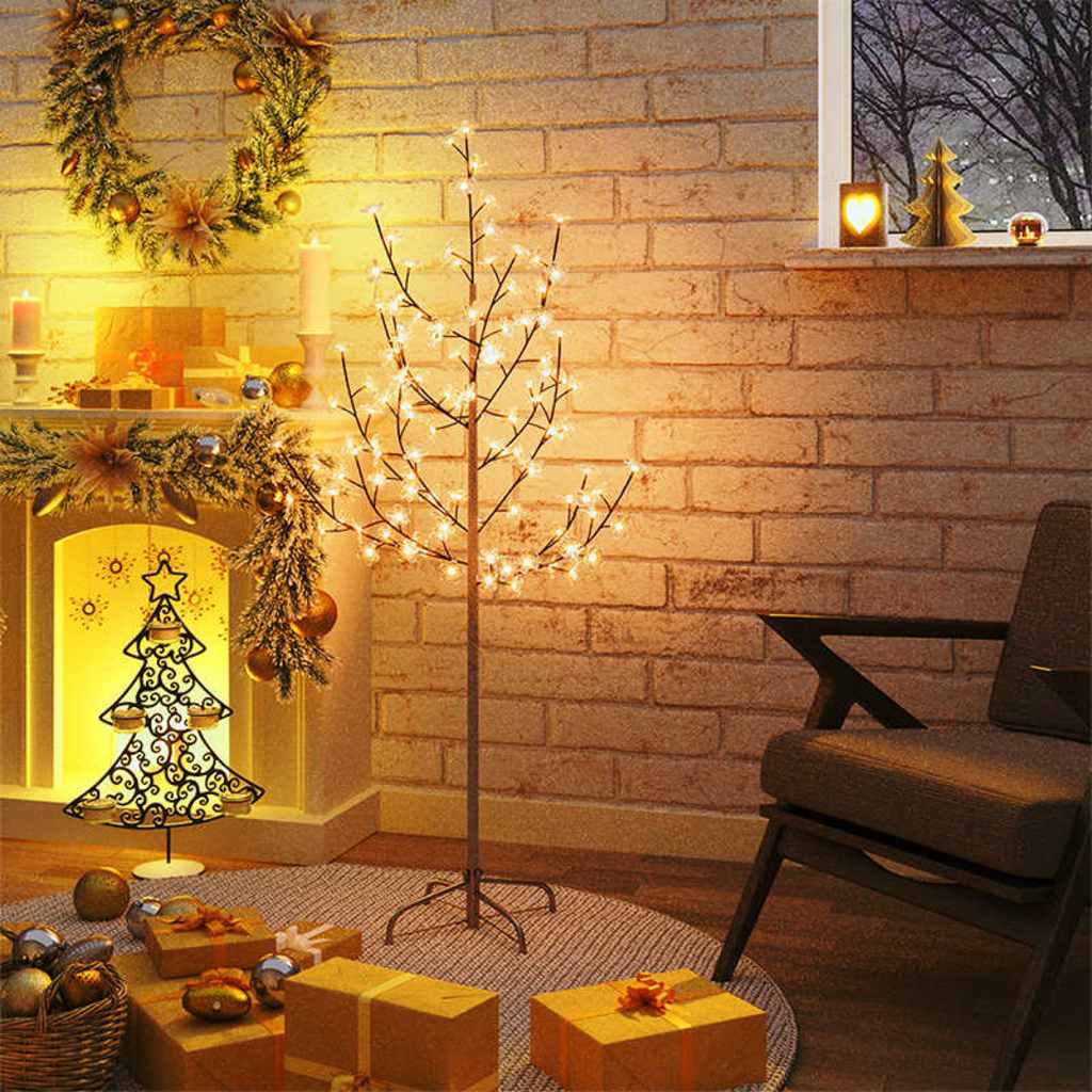 vidaXL Drzewko wiśniowe, 84 ciepłe białe LED, 120 cm