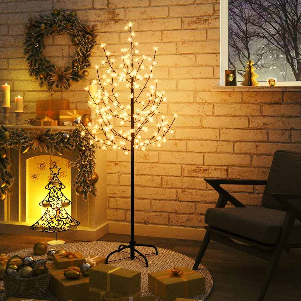vidaXL Drzewko wiśniowe, 120 LED, ciepła biel, 150 cm