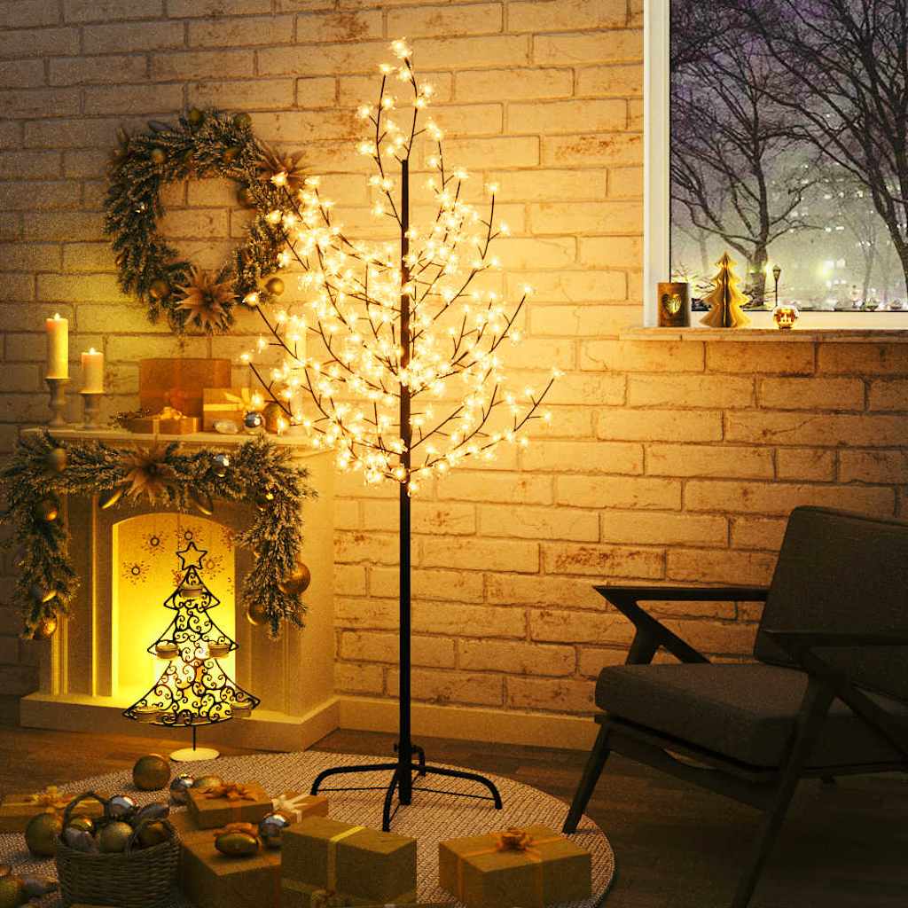 vidaXL Drzewko wiśniowe, 200 LED, ciepła biel, 180 cm