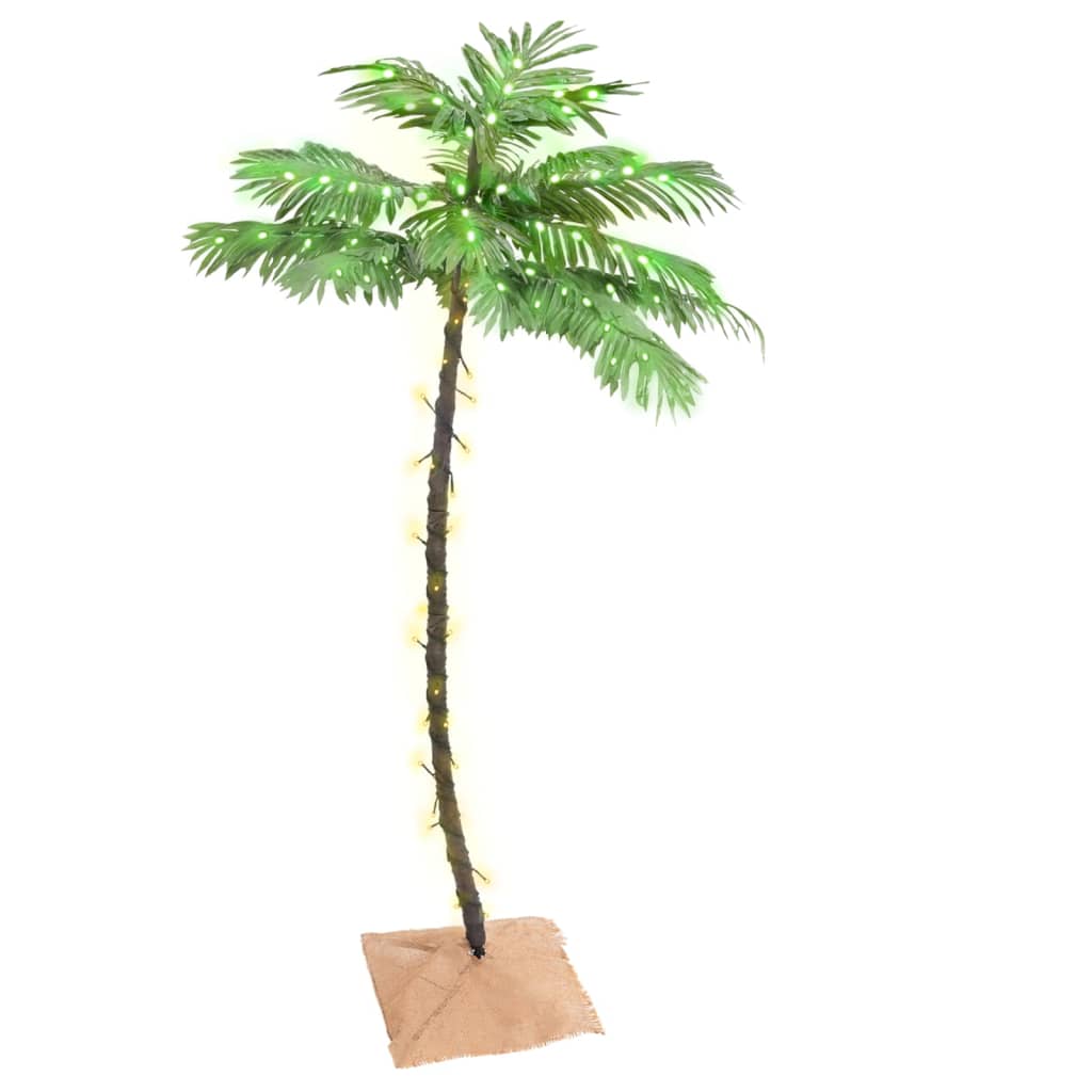 vidaXL Palma z oświetleniem, 88 ciepłych białych LED, 150 cm