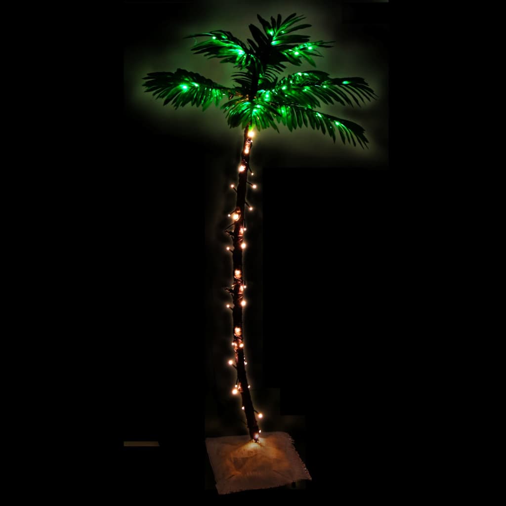 vidaXL Palma z oświetleniem, 88 ciepłych białych LED, 150 cm