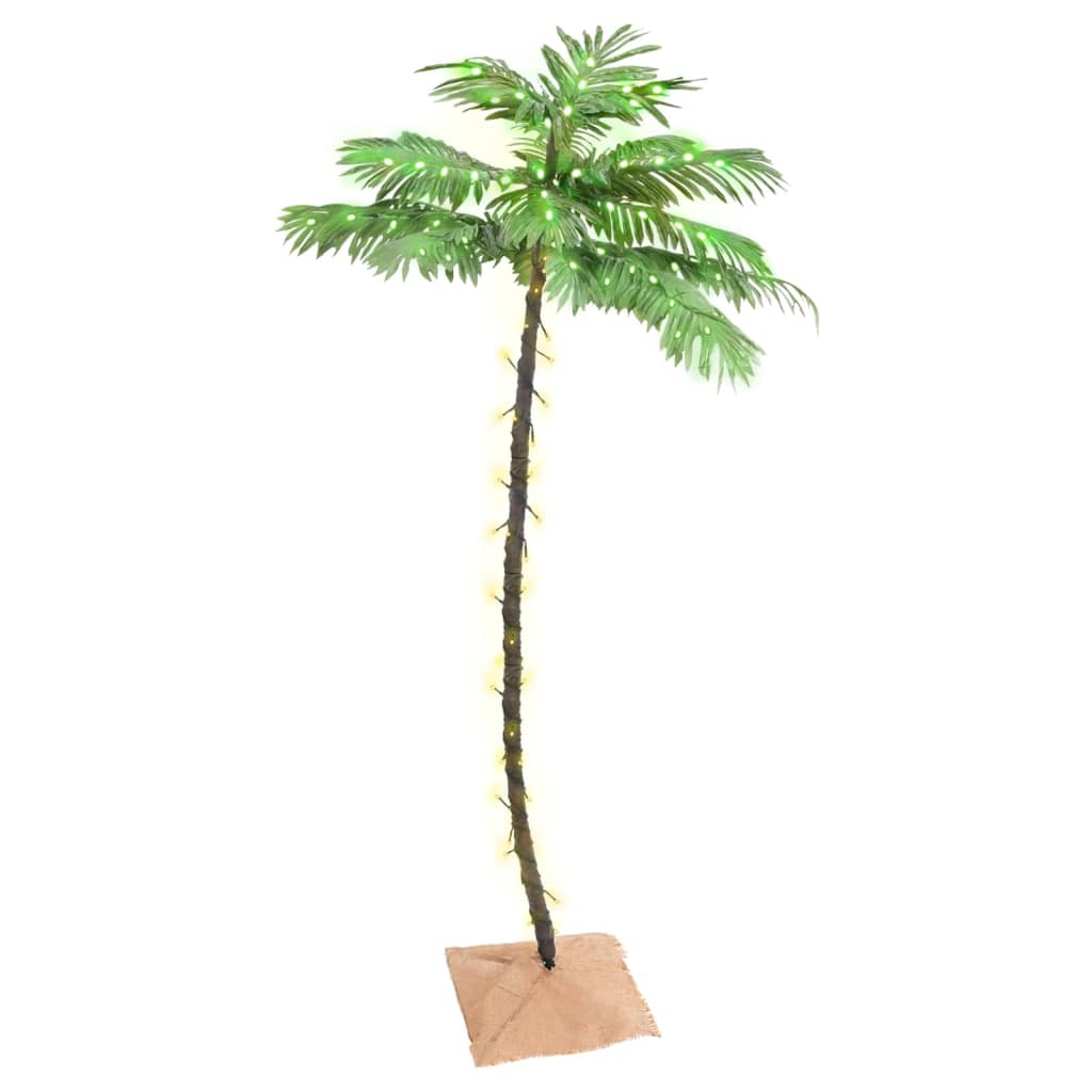 vidaXL Palma z oświetleniem, 96 ciepłych białych LED, 180 cm