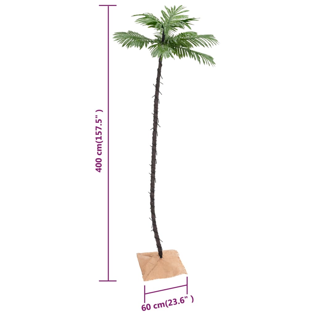 vidaXL Palma z oświetleniem, 252 ciepłe białe LED, 400 cm