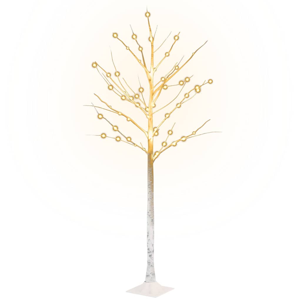 vidaXL Brzoza z oświetleniem, 72 ciepłe białe LED, 150 cm