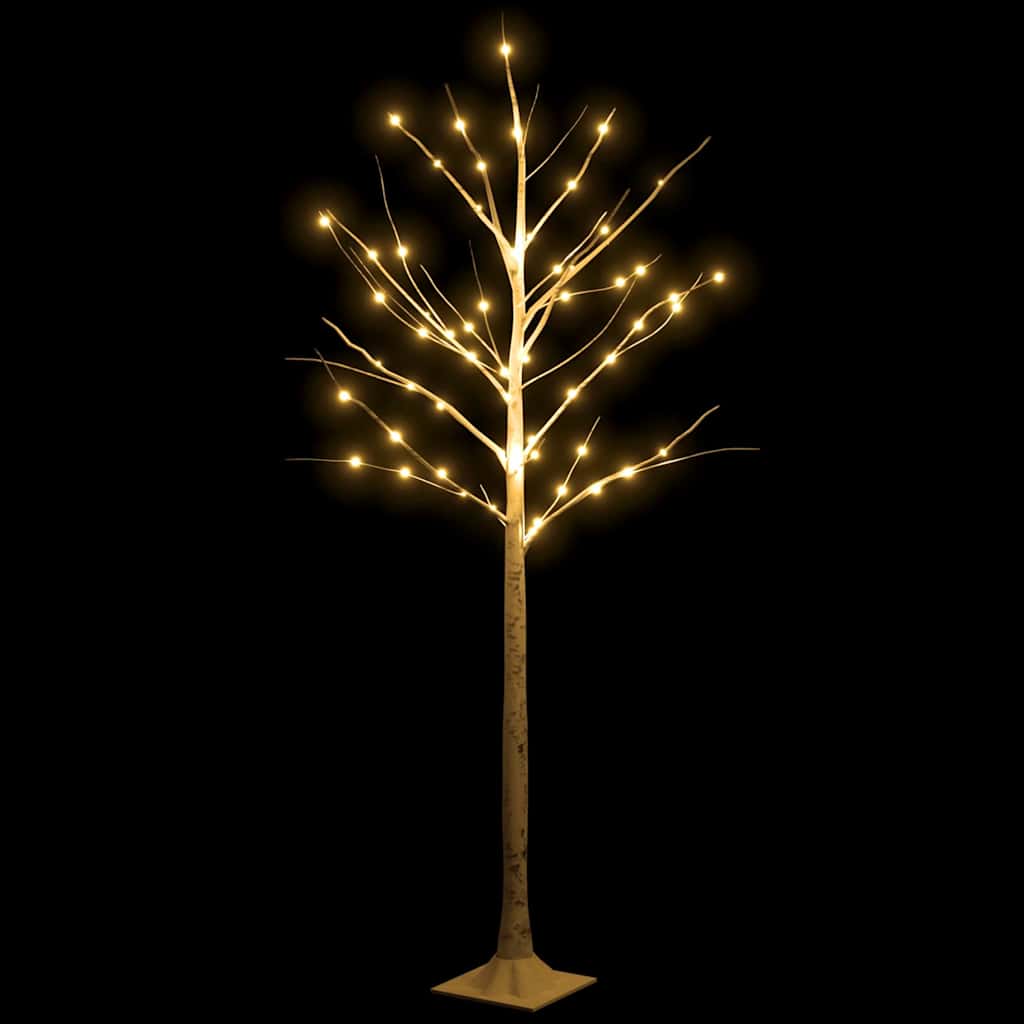 vidaXL Brzoza z oświetleniem, 72 ciepłe białe LED, 150 cm