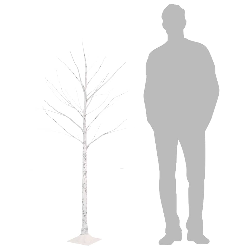 vidaXL Brzoza z oświetleniem, 72 ciepłe białe LED, 150 cm