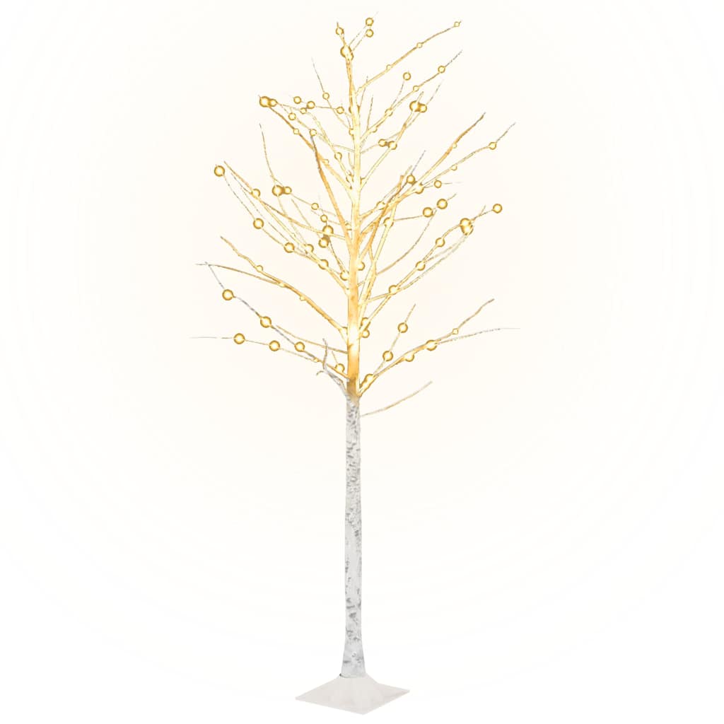 vidaXL Brzoza z oświetleniem, 128 ciepłych białych LED, 220 cm