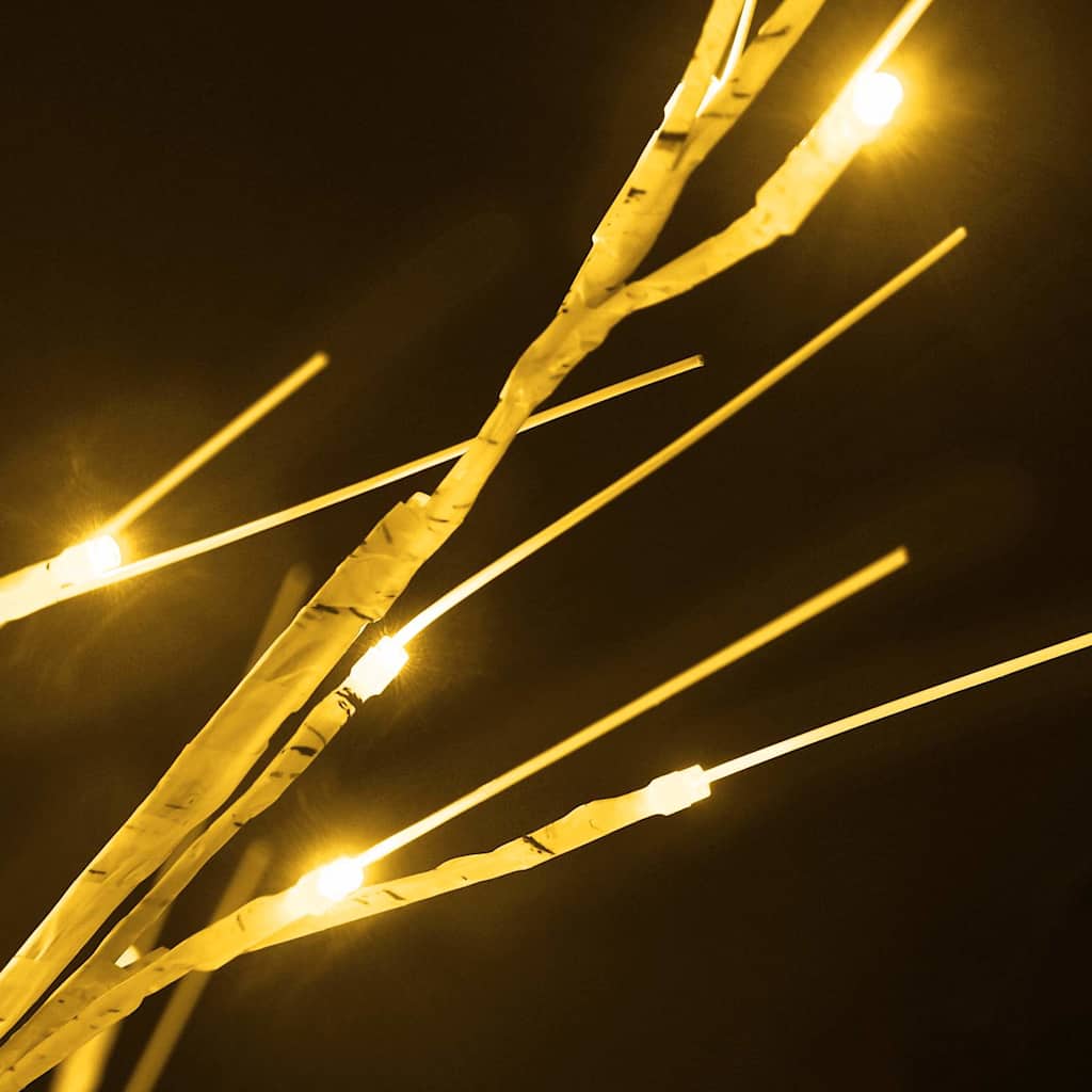 vidaXL Brzoza z oświetleniem, 128 ciepłych białych LED, 220 cm