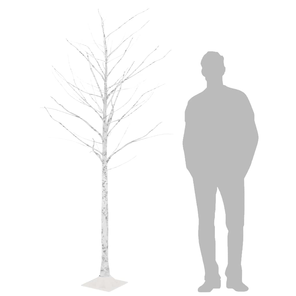 vidaXL Brzoza z oświetleniem, 128 ciepłych białych LED, 220 cm
