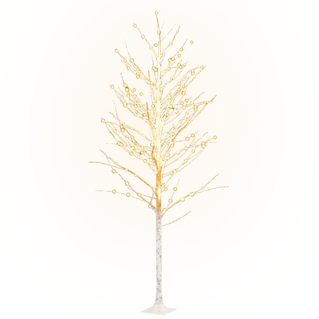 vidaXL Brzoza z oświetleniem, 240 ciepłych białych LED, 300 cm