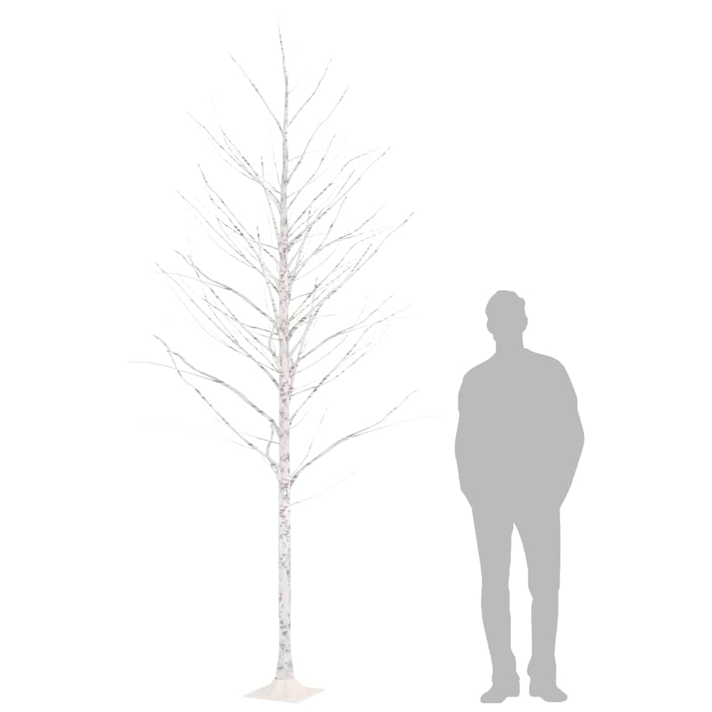vidaXL Brzoza z oświetleniem, 240 ciepłych białych LED, 300 cm