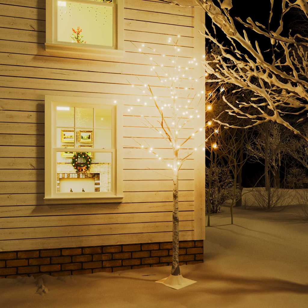 vidaXL Brzoza z oświetleniem, 240 ciepłych białych LED, 300 cm