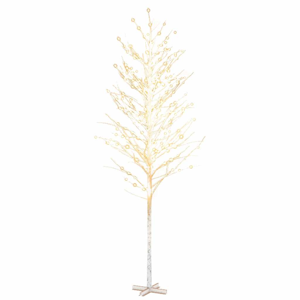 vidaXL Brzoza z oświetleniem, 672 ciepłe białe LED, 400 cm
