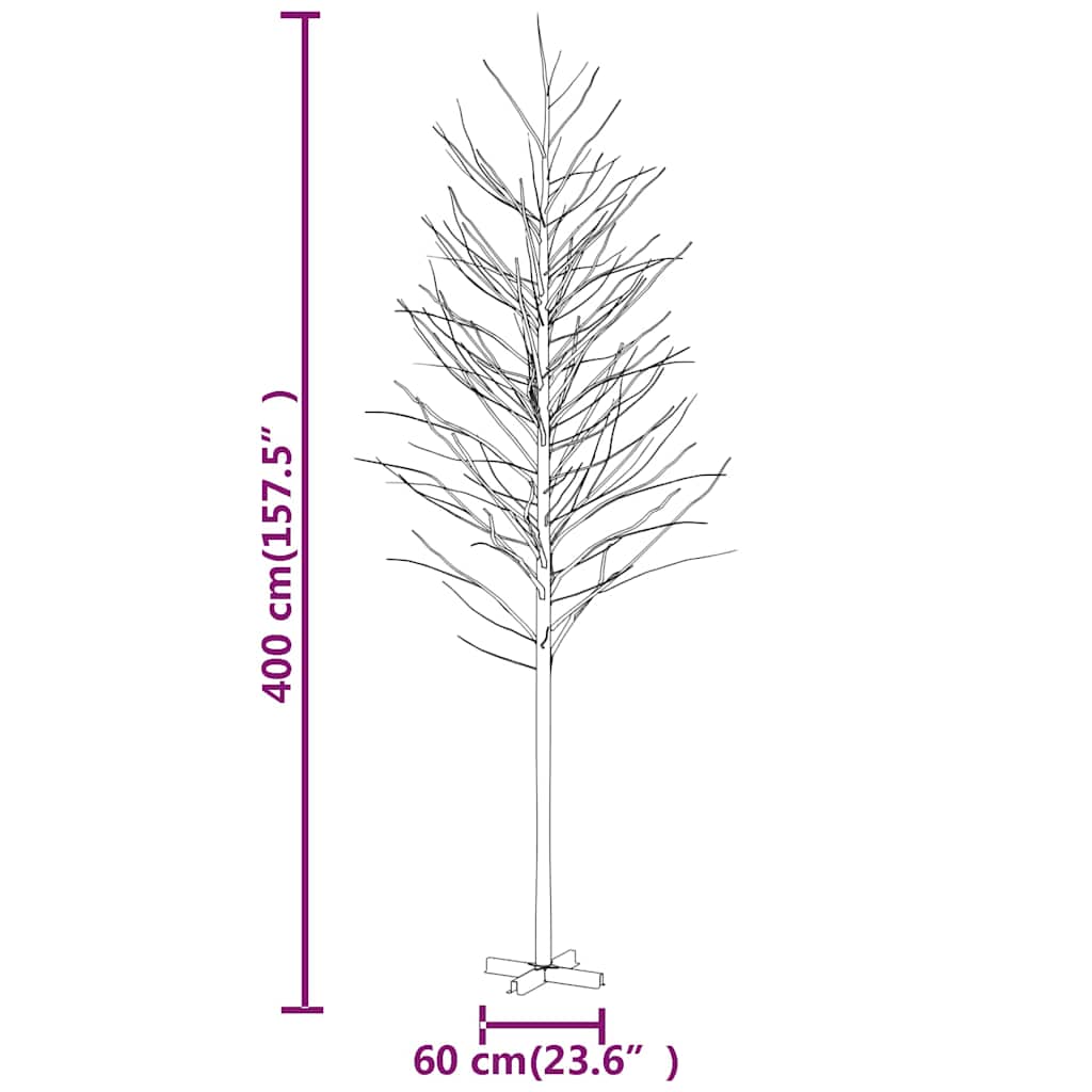 vidaXL Brzoza z oświetleniem, 672 ciepłe białe LED, 400 cm