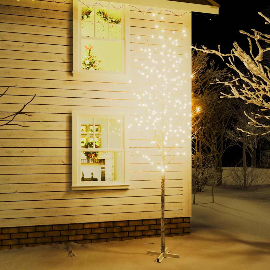 vidaXL Brzoza z oświetleniem, 672 ciepłe białe LED, 400 cm