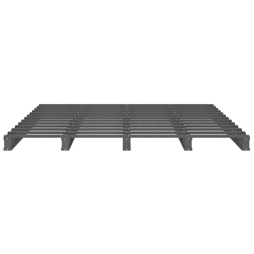 vidaXL Łóżko z palet, szare, 200x200 cm, lite drewno sosnowe