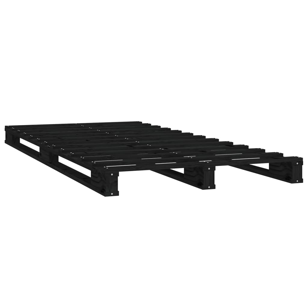 vidaXL Łóżko z palet, czarne, 75x190 cm, lite drewno sosnowe