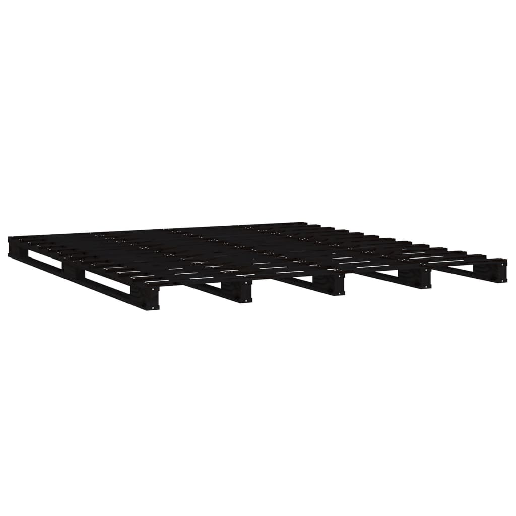 vidaXL Łóżko z palet, czarne, 135x190 cm, lite drewno sosnowe