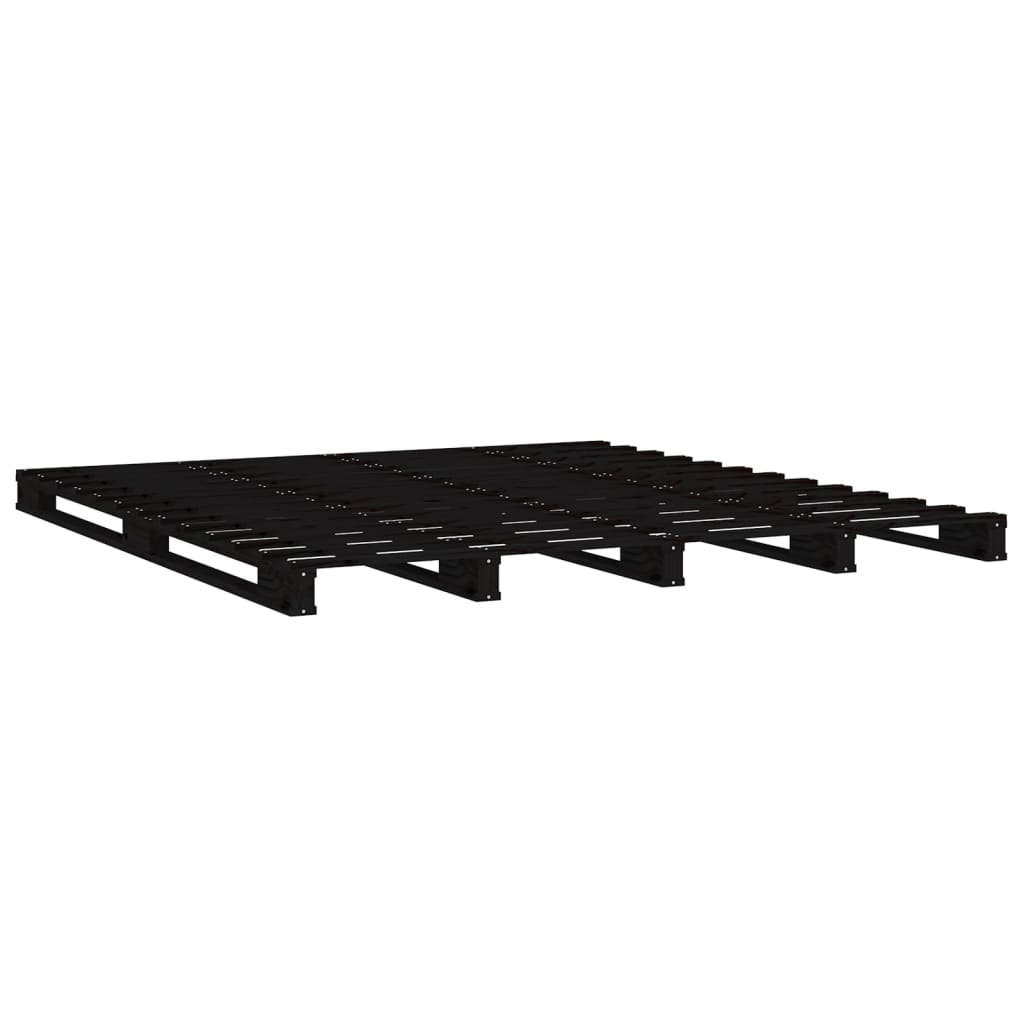 vidaXL Łóżko z palet, czarne, 140x190 cm, lite drewno sosnowe
