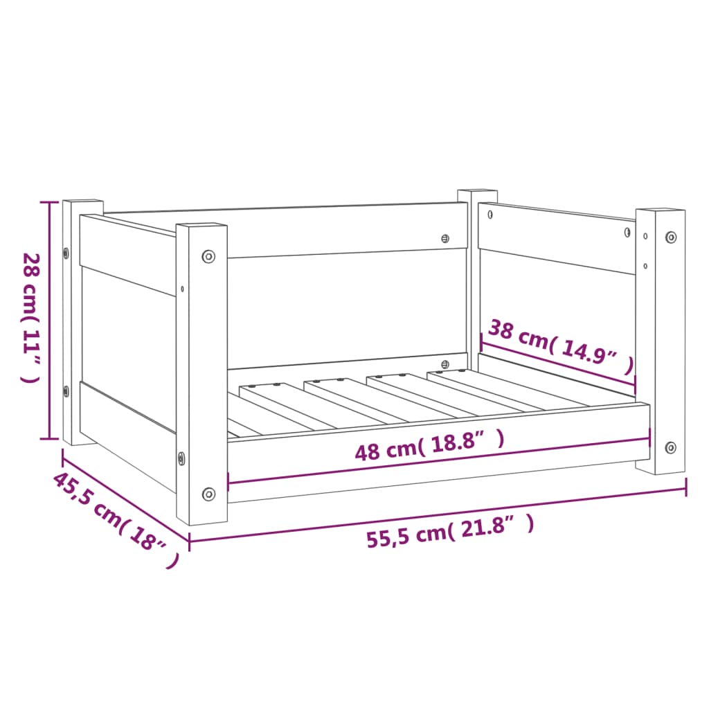 vidaXL Legowisko dla psa 55,5x45,5x28 cm, lite drewno sosnowe