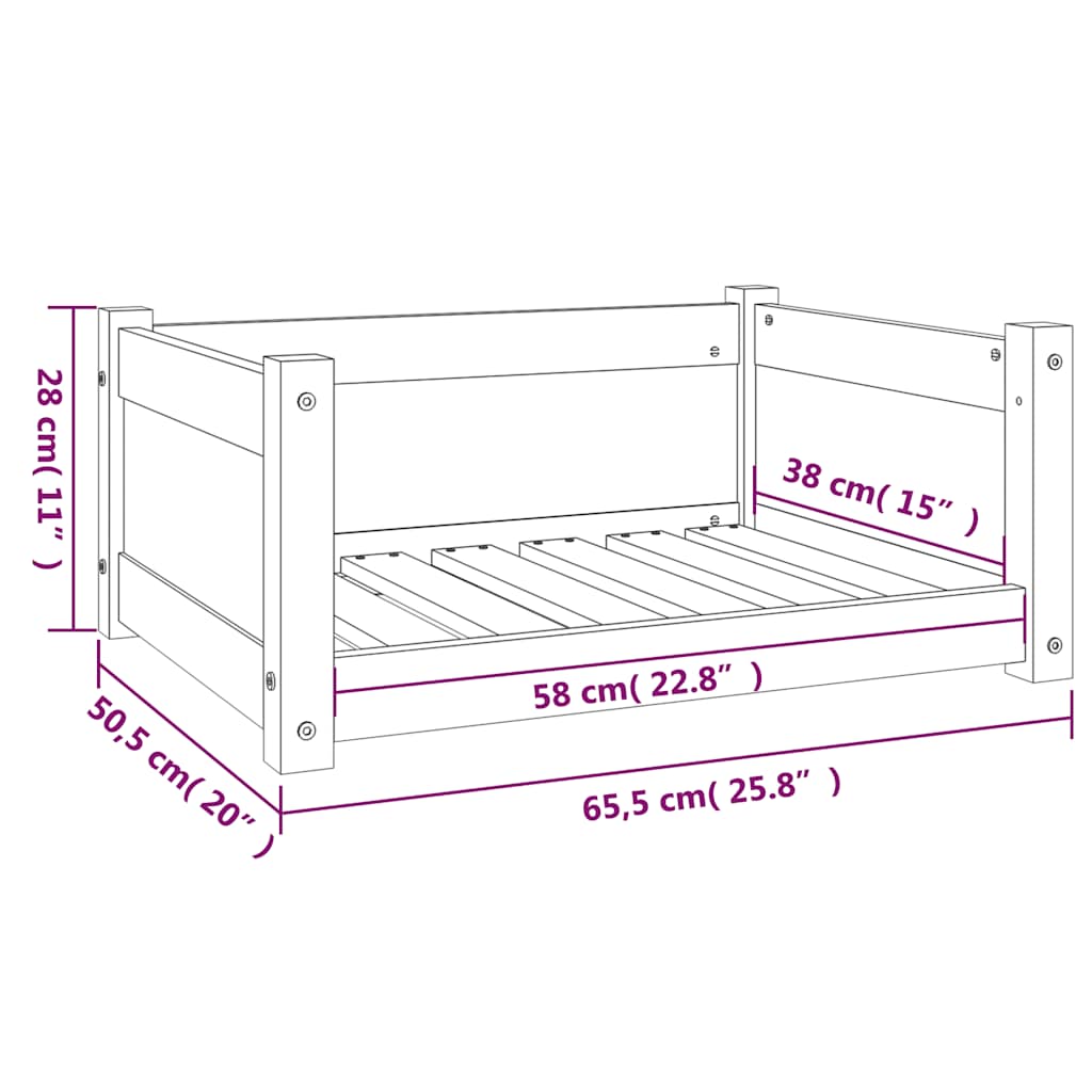 vidaXL Legowisko dla psa 65,5x50,5x28 cm, lite drewno sosnowe