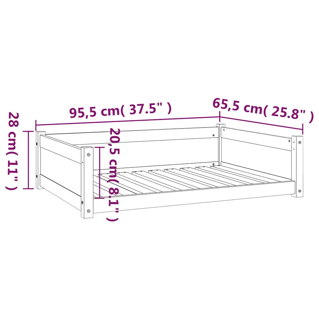vidaXL Legowisko dla psa, 95,5x65,5x28 cm, lite drewno sosnowe