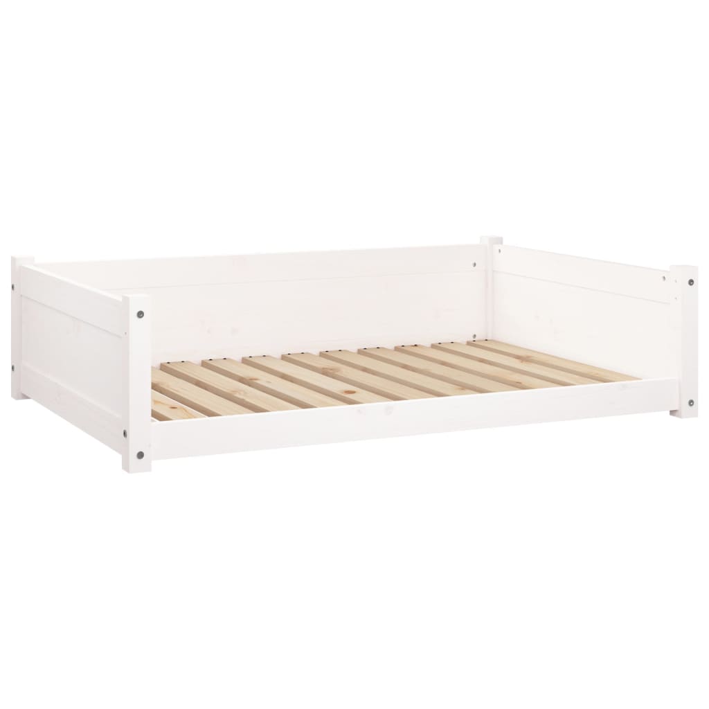 vidaXL Legowisko dla psa, białe, 105,5x75,5x28 cm, lite drewno sosnowe