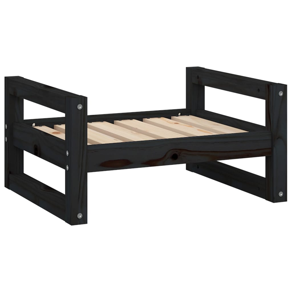 vidaXL Legowisko dla psa, czarne, 55,5x45,5x28 cm, lite drewno sosnowe