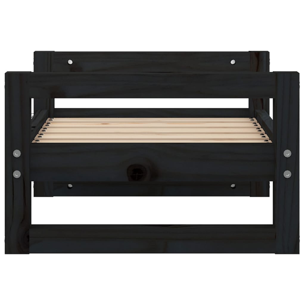 vidaXL Legowisko dla psa, czarne, 55,5x45,5x28 cm, lite drewno sosnowe