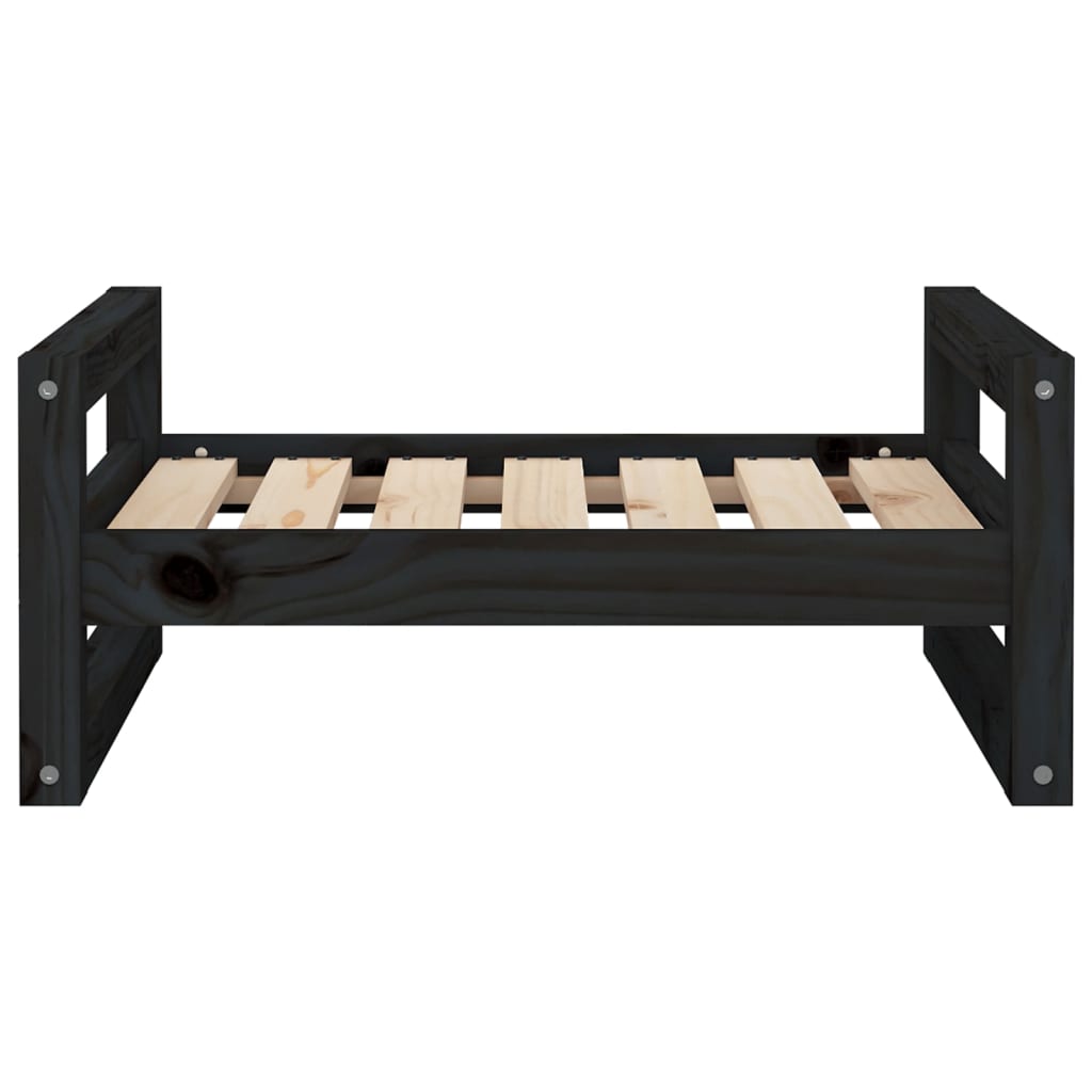 vidaXL Legowisko dla psa, czarne, 65,5x50,5x28 cm, lite drewno sosnowe