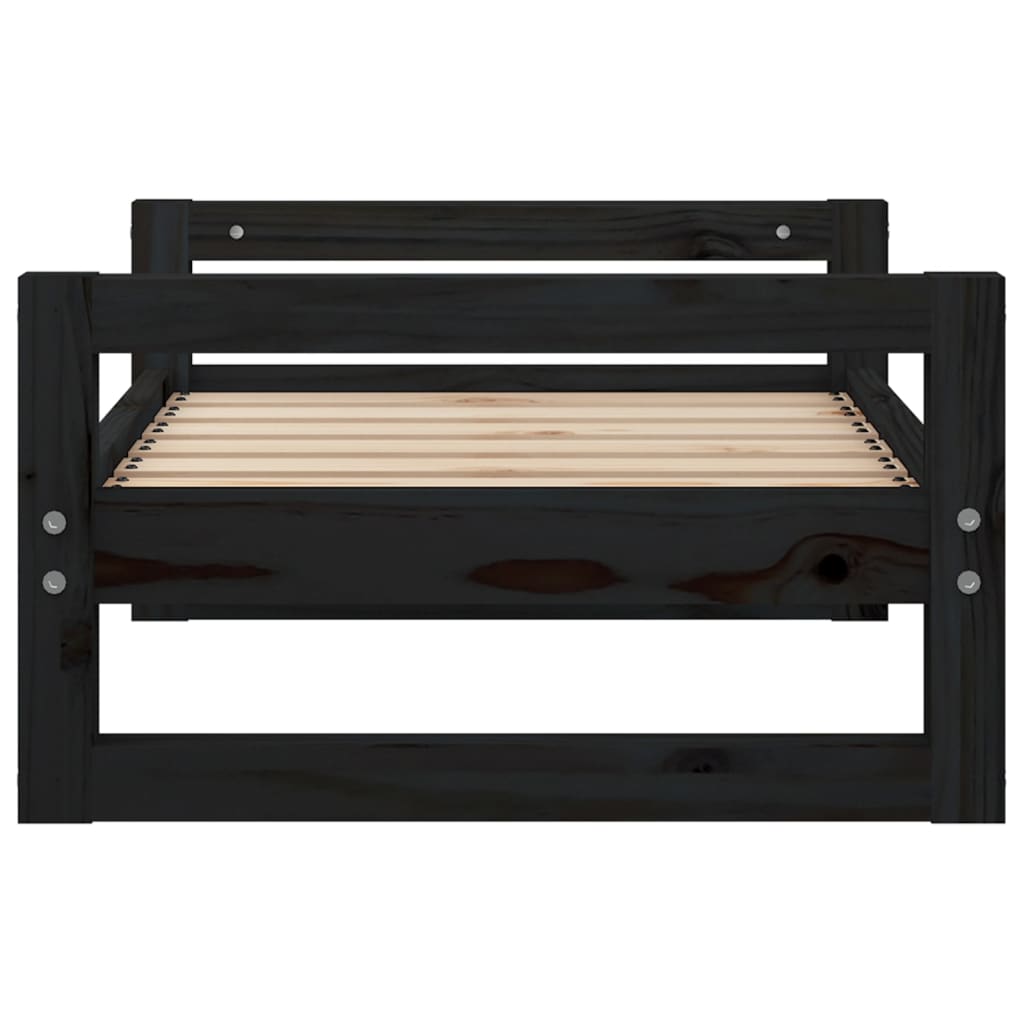 vidaXL Legowisko dla psa, czarne, 65,5x50,5x28 cm, lite drewno sosnowe