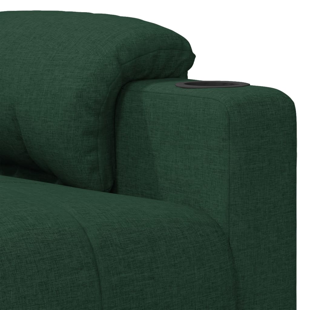 vidaXL Fotel masujący, ciemnozielony, obity tkaniną