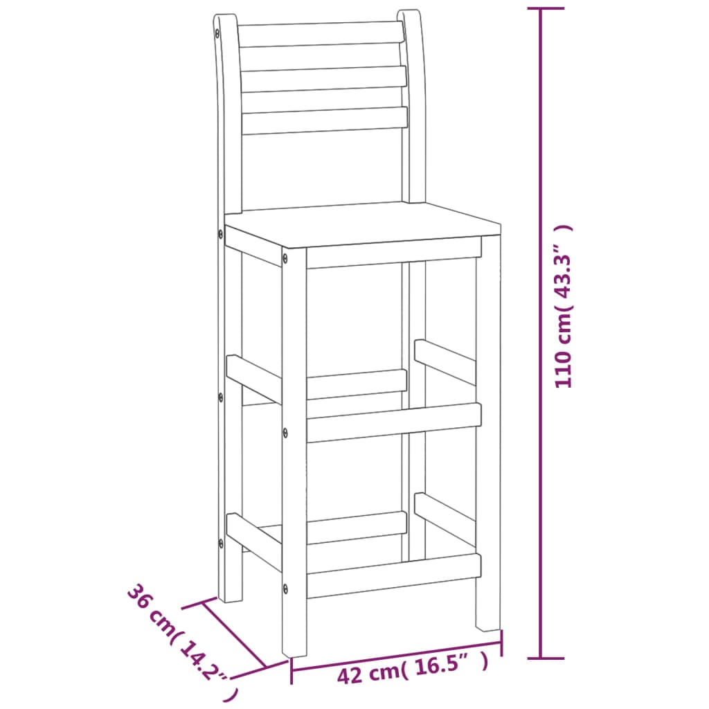 vidaXL Krzesła barowe, 8 szt., lite drewno akacjowe