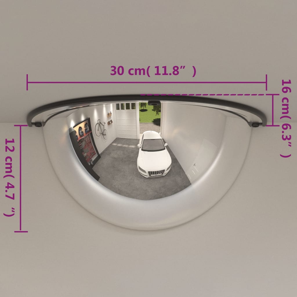 vidaXL Sferyczne lustra drogowe, 1/4 kuli, 2 szt., Ø30 cm, akryl