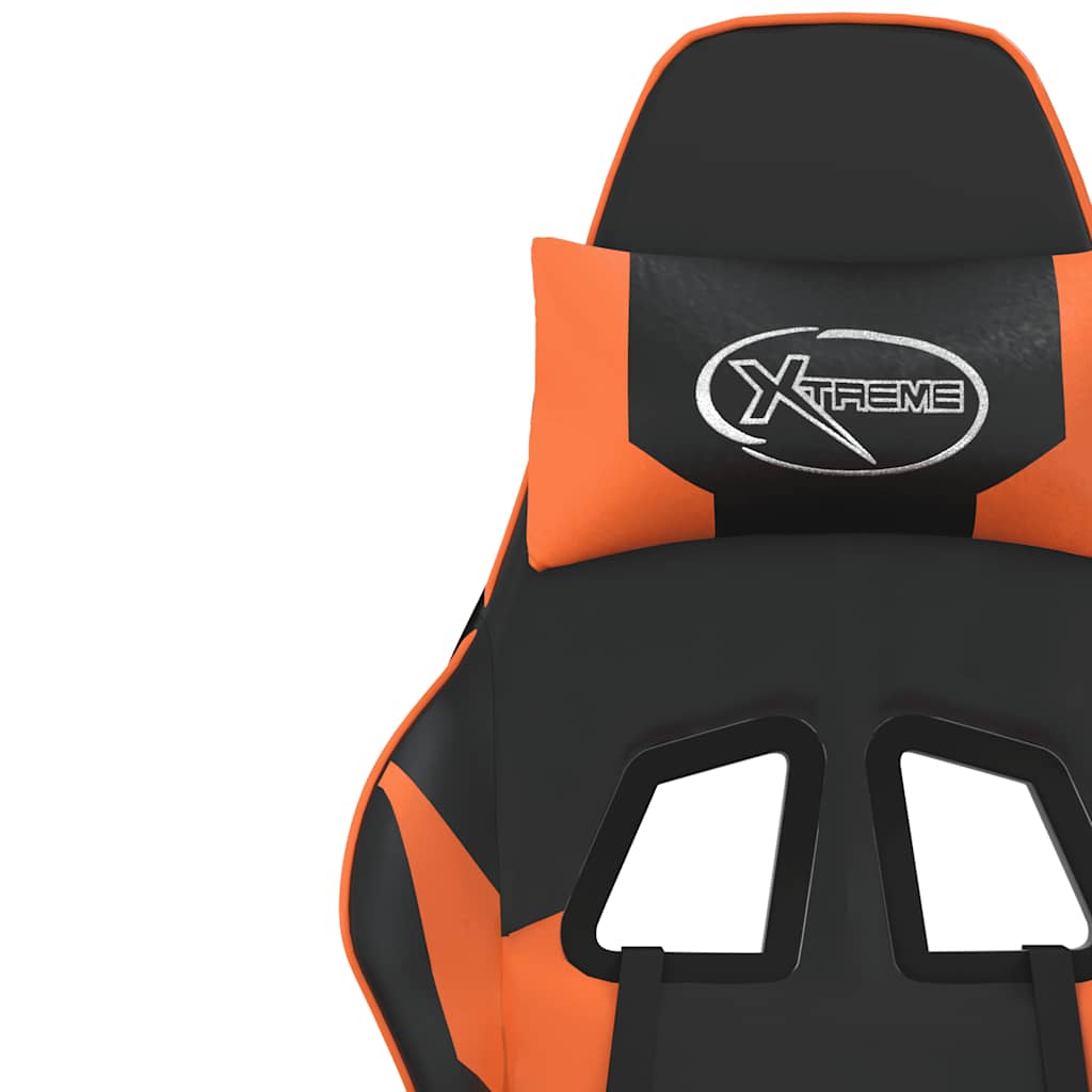 vidaXL Masujący fotel gamingowy, czarno-pomarańczowy, sztuczna skóra
