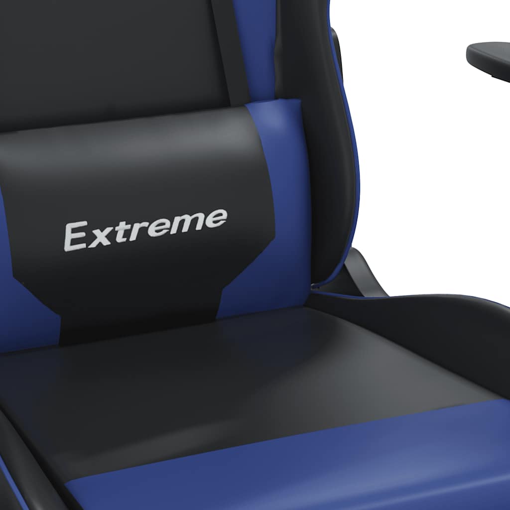 vidaXL Masujący fotel gamingowy z podnóżkiem, czarno-niebieski