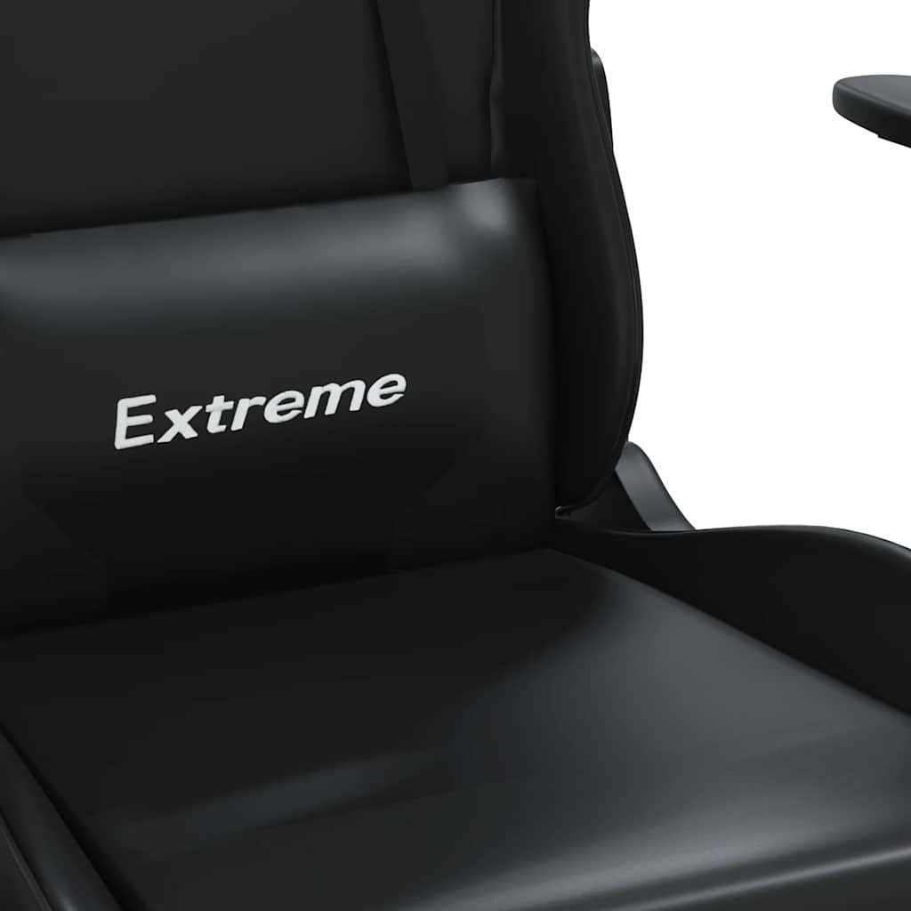vidaXL Masujący fotel gamingowy z podnóżkiem, czarny, sztuczna skóra
