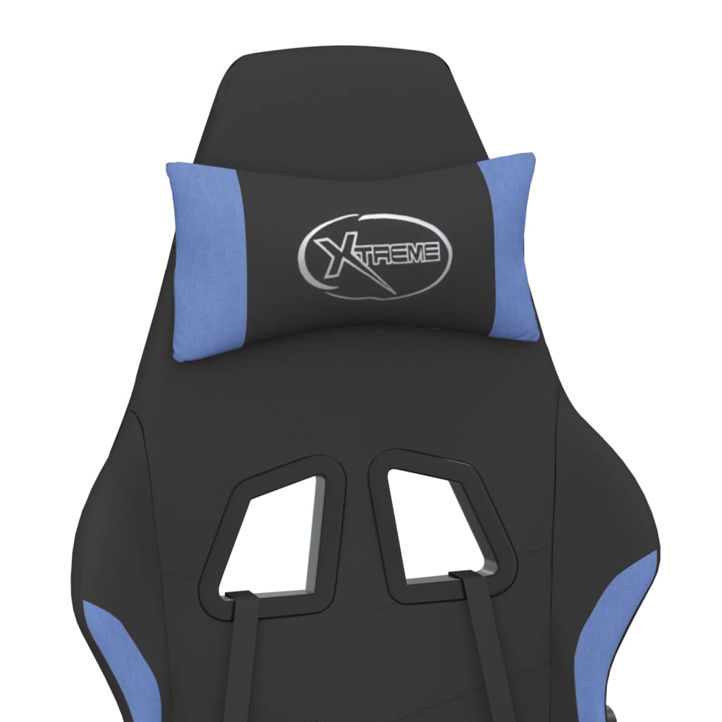 vidaXL Fotel gamingowy, z masażem, czarno-niebieski, tkanina