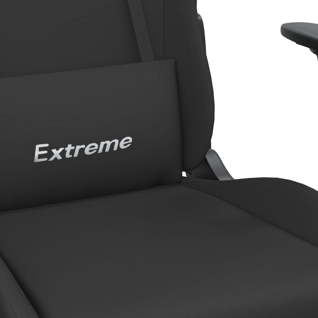 vidaXL Fotel gamingowy z podnóżkiem i masażem, czarny, tkanina
