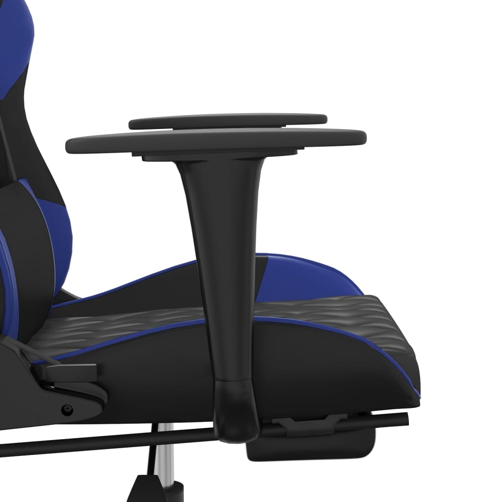 vidaXL Masujący fotel gamingowy z podnóżkiem, czarno-niebieski