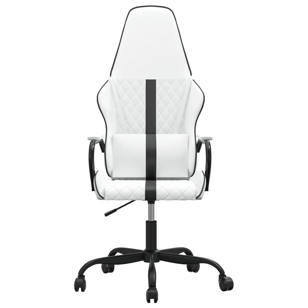 vidaXL Masujący fotel gamingowy, czarno-biały, sztuczna skóra