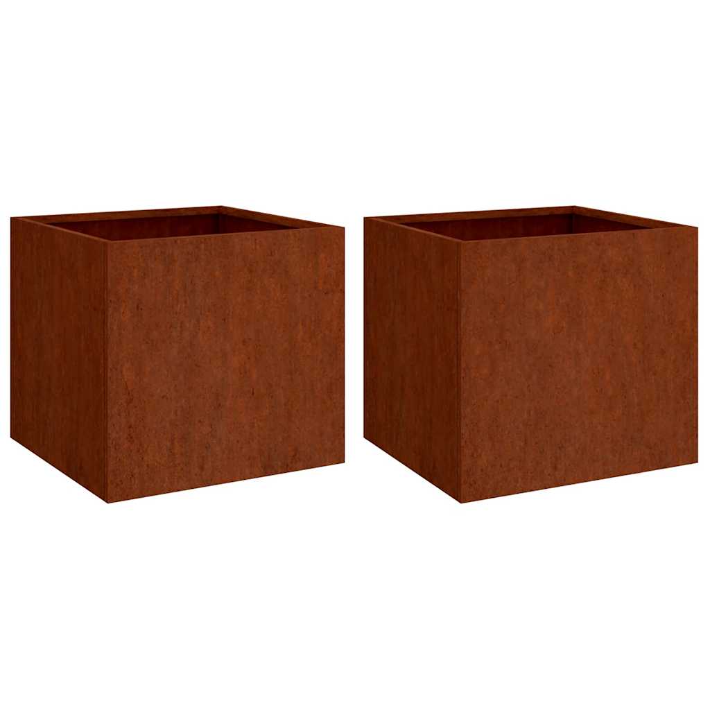 vidaXL Donice, 2 szt., 49x47x46 cm, stal kortenowska
