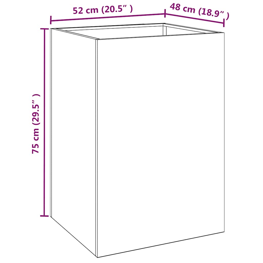 vidaXL Donica, 52x48x75 cm, stal kortenowska